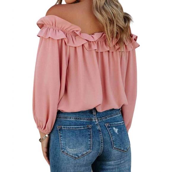 NEW SHEWIN ruffle my feathers blouse in pink - Picture 4 of 7